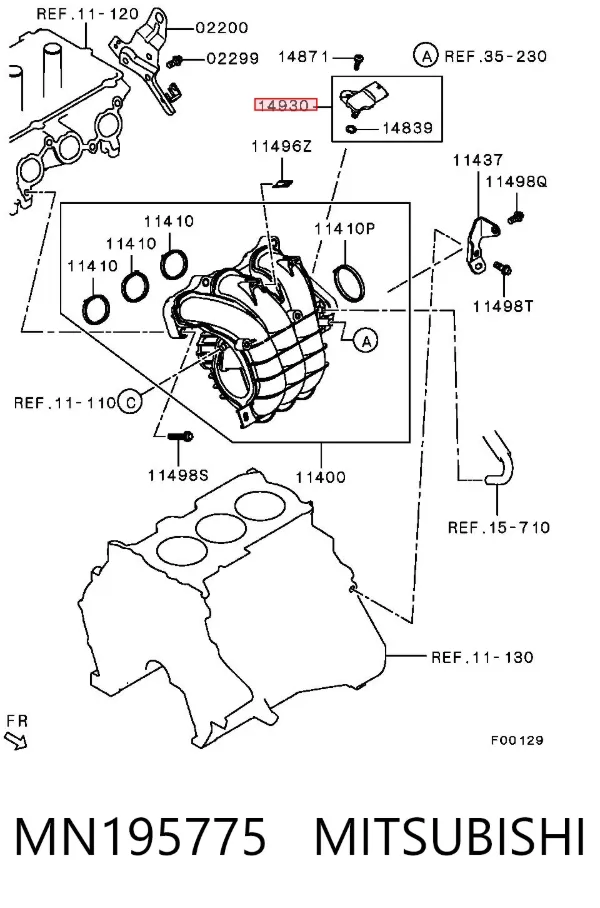Sensor de pressão no coletor de admissão, MAP MN195775 Mitsubishi