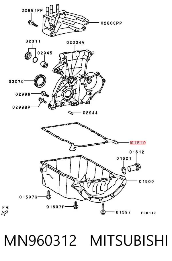 Vedante de panela de cárter do motor MN960312 Mitsubishi
