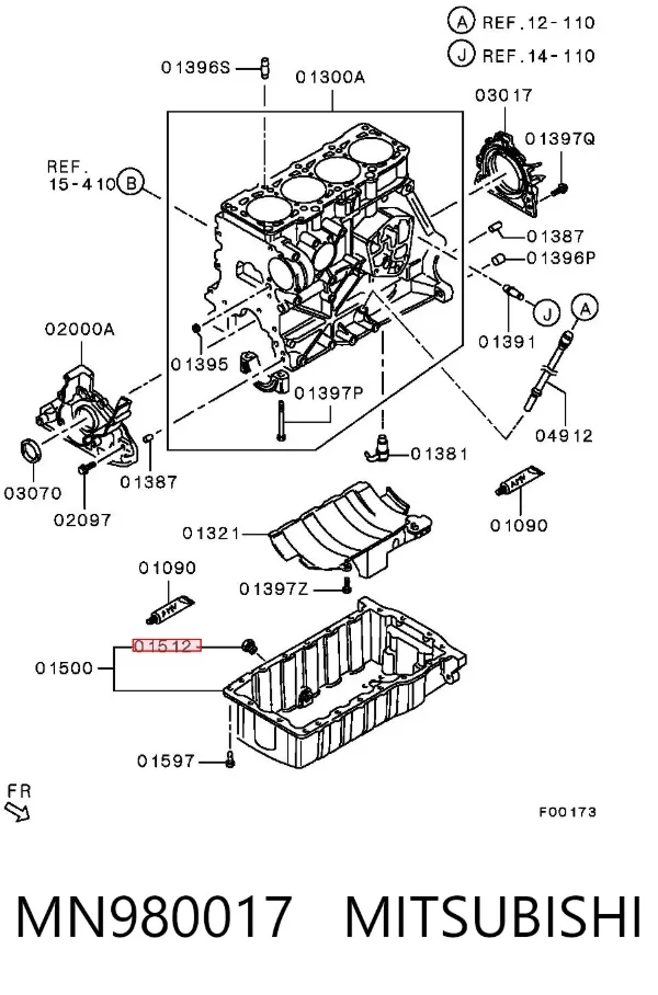 Tampão de panela de motor MN980017 Mitsubishi