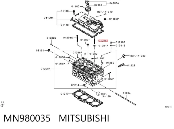 Parafuso de cabeça de motor (CBC) MN980035 Mitsubishi