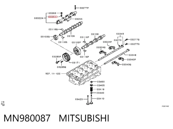 Parafuso do injetor de regulação MN980087 Mitsubishi