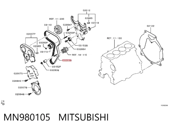 Correia do mecanismo de distribuição de gás MN980105 Mitsubishi