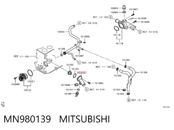 Tampa do termostato MN980139 Mitsubishi