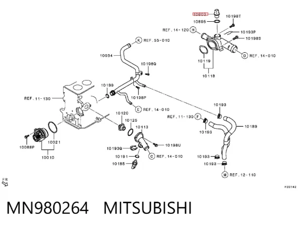 Sensor de temperatura do fluido de esfriamento MN980264 Mitsubishi