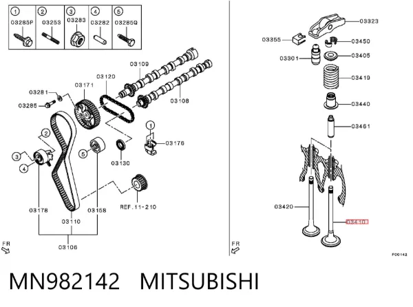 Válvula de admissão MN982142 Mitsubishi