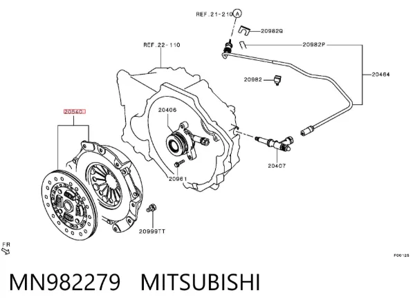Kit de embraiagem (3 peças) MN982279 Mitsubishi