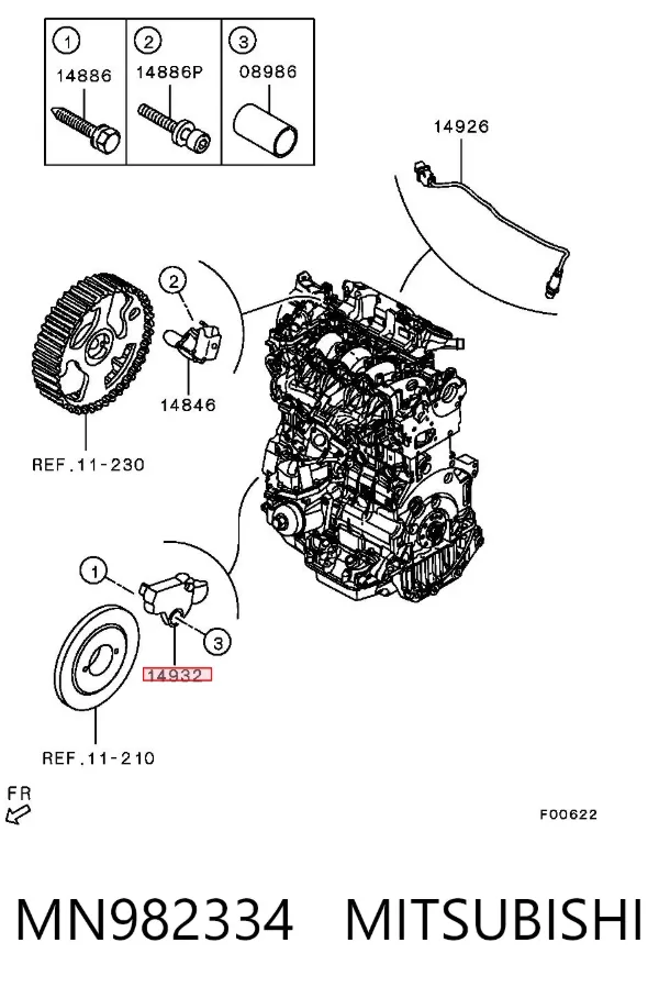 Sensor de posição (de revoluções) de cambota MN982334 Mitsubishi