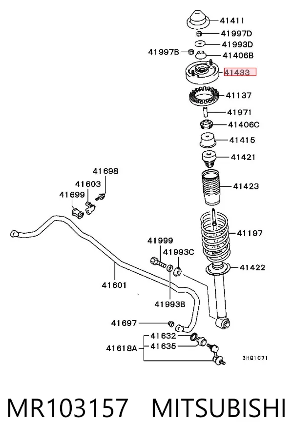 Suporte de amortecedor traseiro MR103157 Mitsubishi