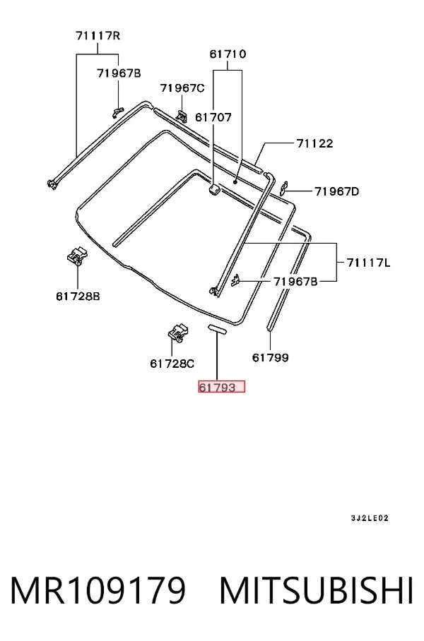 Compactador de vidro traseiro MR109179 Mitsubishi