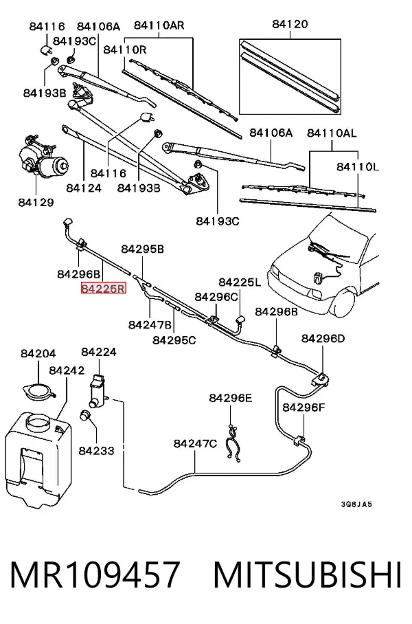 Injetor de fluido para lavador de pára-brisas MR109457 Mitsubishi