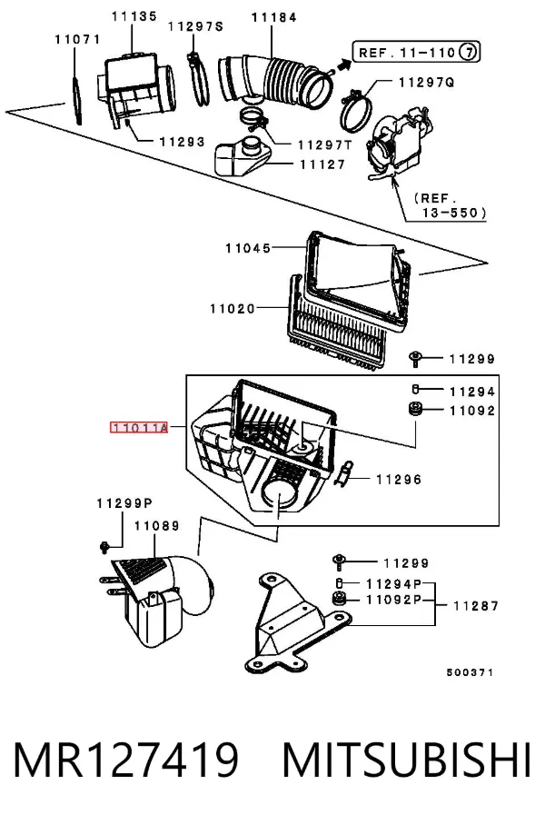 Caixa de filtro de ar, parte inferior MR127419 Mitsubishi