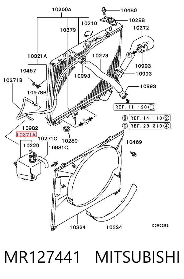 Tanque de expansão do sistema de esfriamento MR127441 Mitsubishi