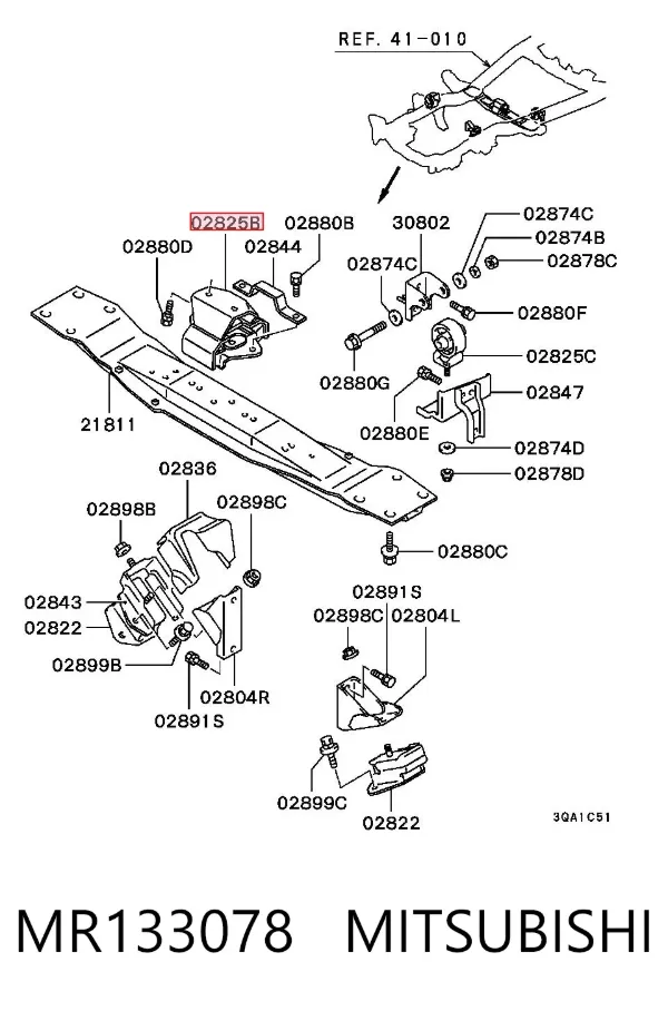 Coxim de transmissão (suporte da caixa de mudança) MR133078 Mitsubishi