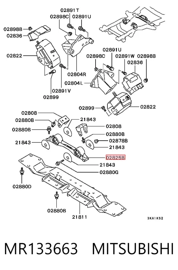 Coxim (suporte) traseiro de motor MR133663 Mitsubishi