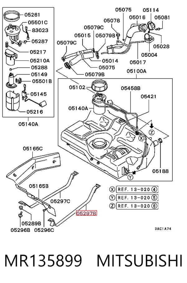 Consola de tanque de combustível MR135899 Mitsubishi