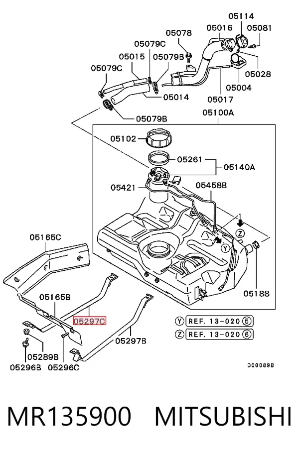 Consola de tanque de combustível MR135900 Mitsubishi