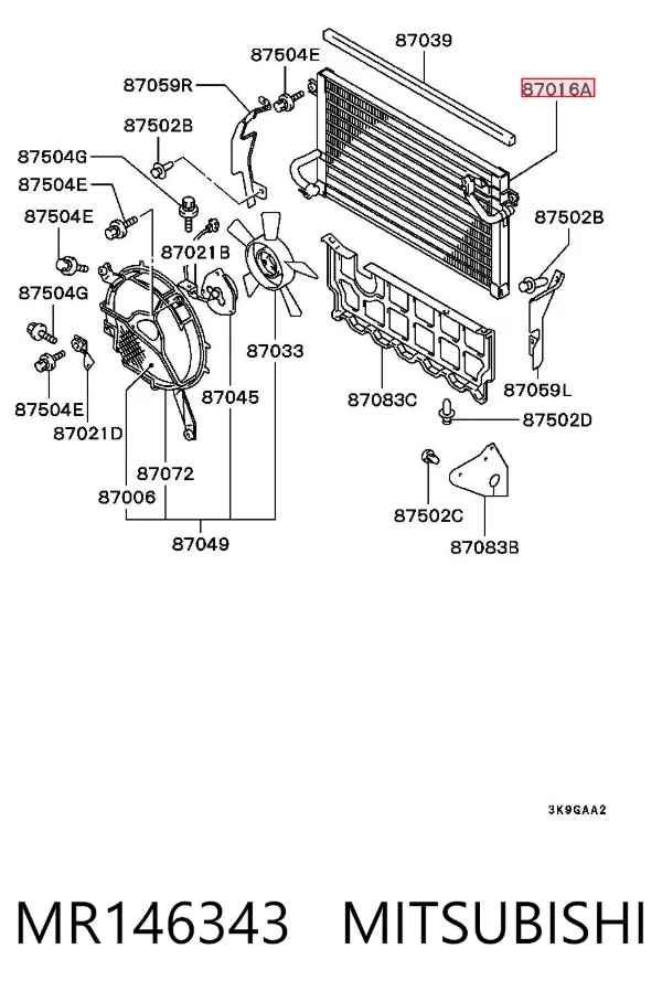Radiador de aparelho de ar condicionado MR146343 Mitsubishi