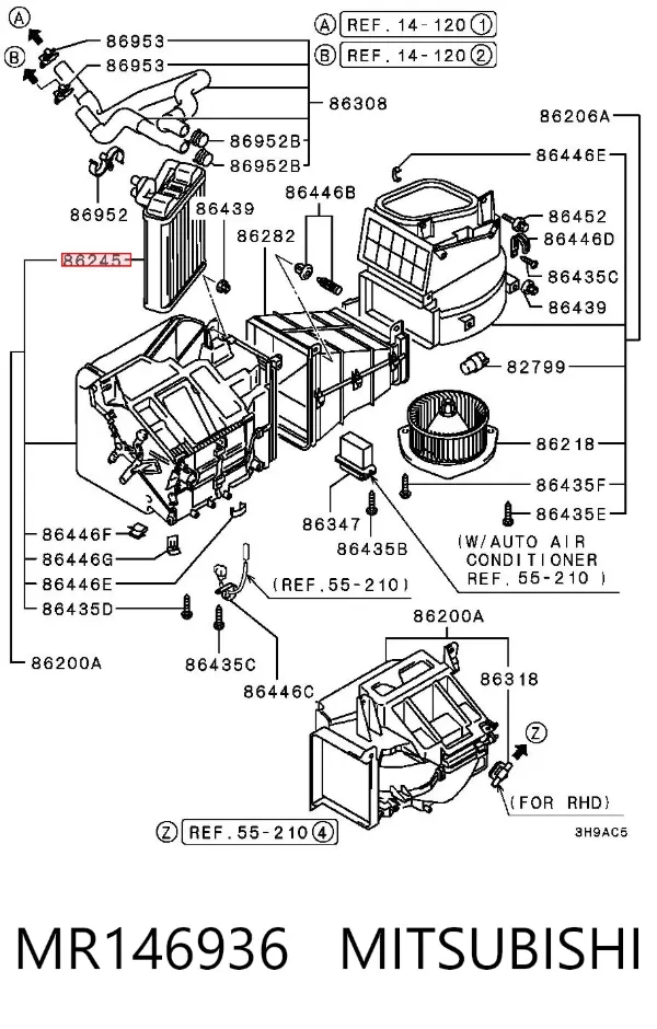 Radiador de forno (de aquecedor) MR146936 Mitsubishi