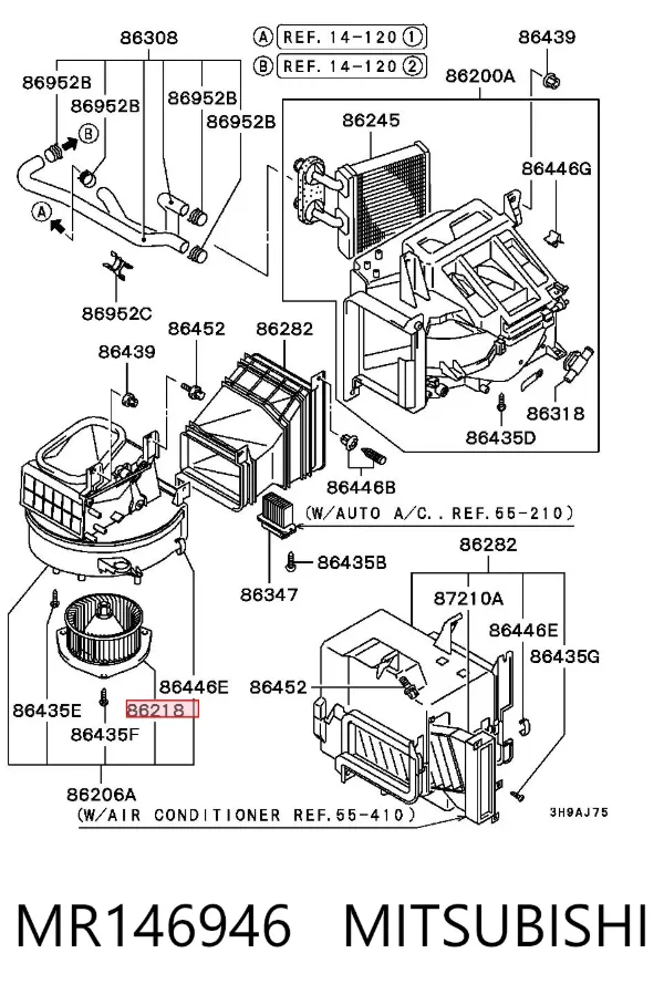 Motor de ventilador de forno (de aquecedor de salão) MR146946 Mitsubishi