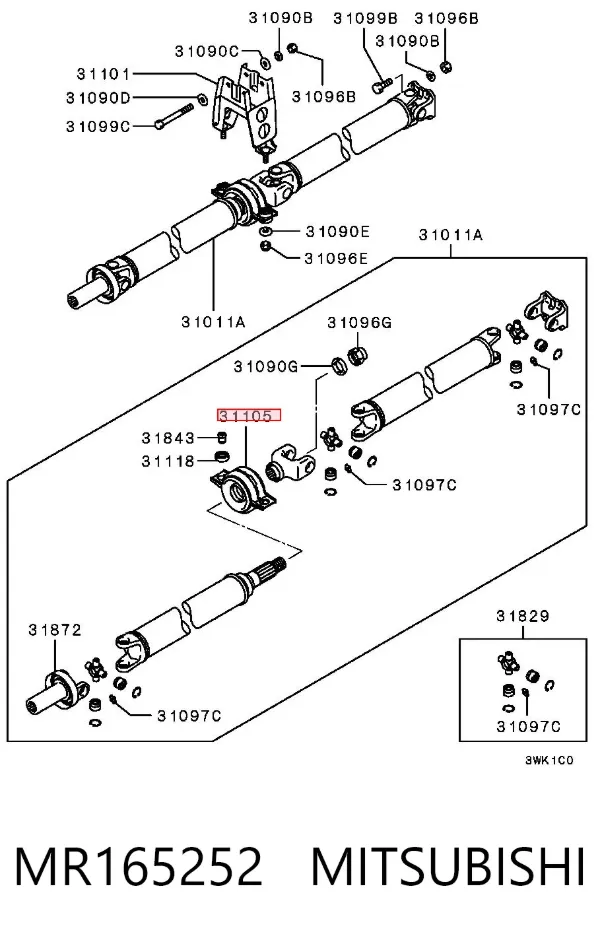 Rolamento suspenso da junta universal MR165252 Mitsubishi
