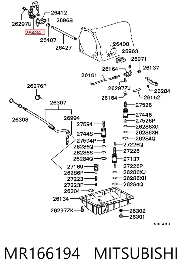 Sensor de posição de seletor da Caixa Automática de Mudança MR166194 Mitsubishi