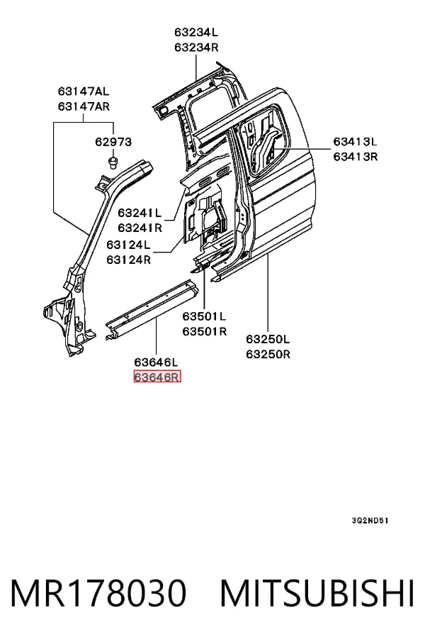Acesso externo direito MR178030 Mitsubishi