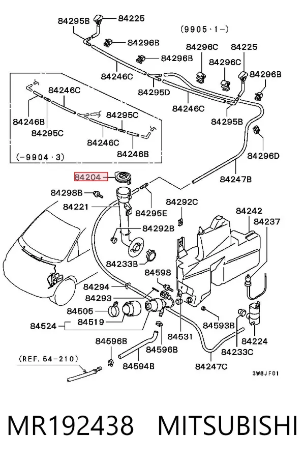 Tampa de tanque de fluido para lavador MR192438 Mitsubishi