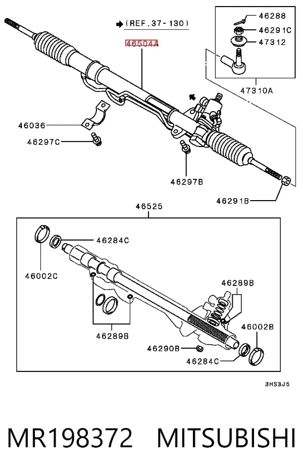Cremalheira da direção MR198372 Mitsubishi