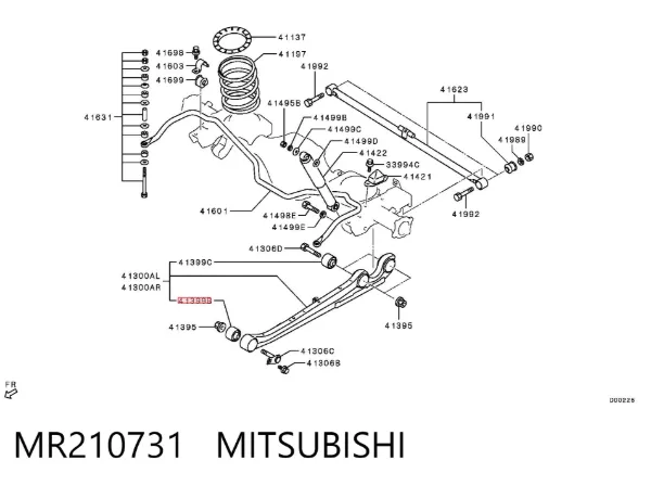 Bloco silencioso dianteiro de braço oscilante traseiro longitudinal MR210731 Mitsubishi
