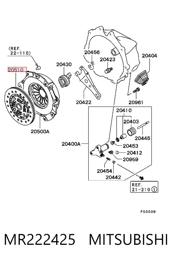 Disco de embraiagem MR222425 Mitsubishi