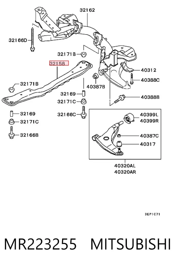 Viga de fixação de motor MR223255 Mitsubishi