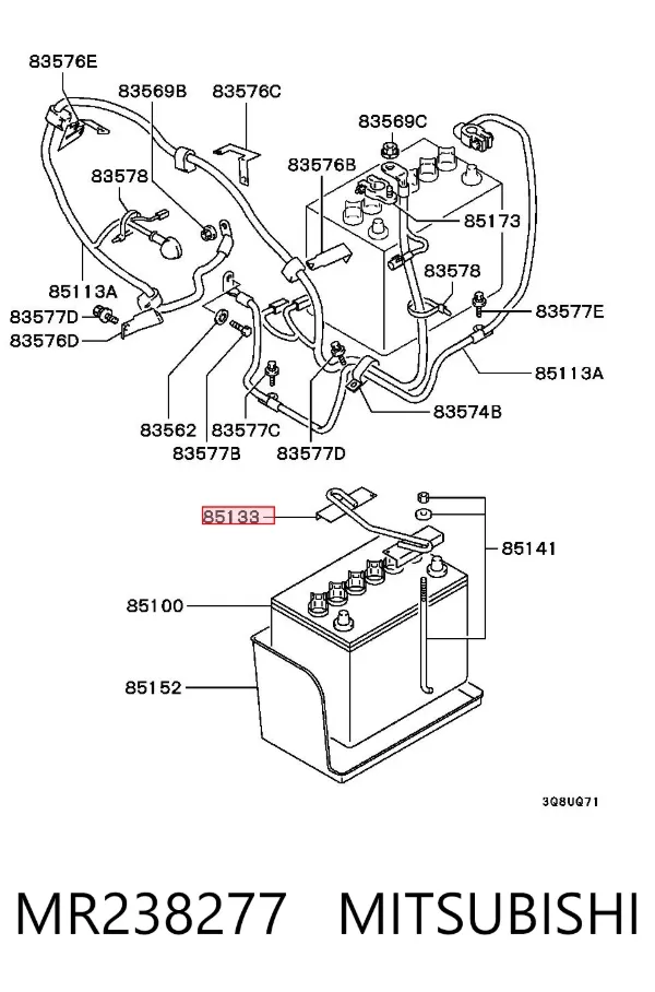 Fixação (suporte) de bateria recarregável MR238277 Mitsubishi