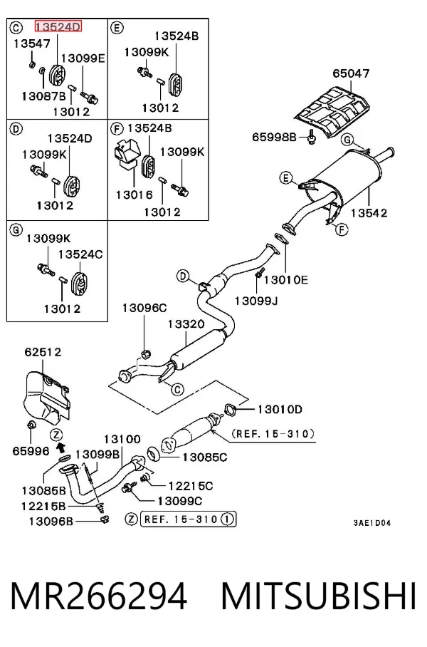 Coxim de fixação do silenciador MR266294 Mitsubishi