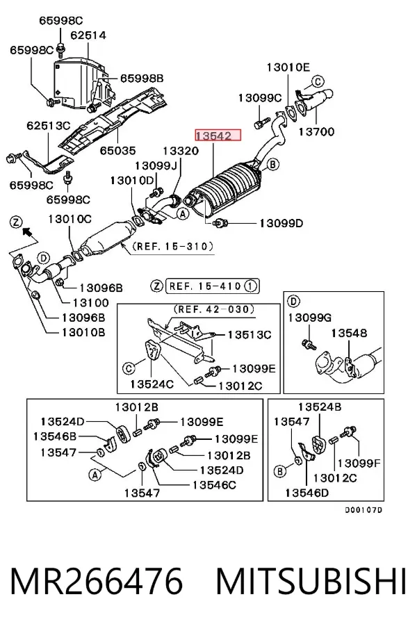 Silenciador, parte traseira MR266476 Mitsubishi