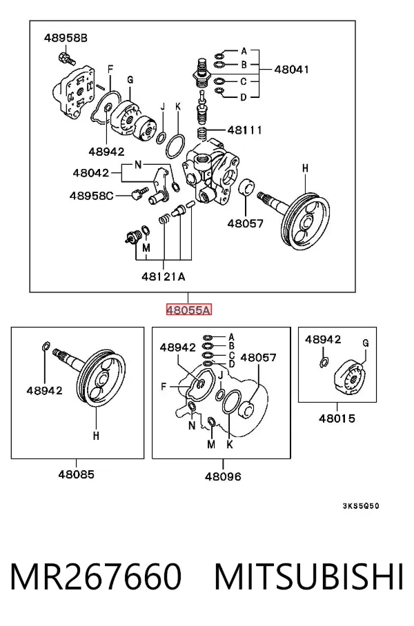 Bomba da Direção hidrâulica assistida MR267660 Mitsubishi