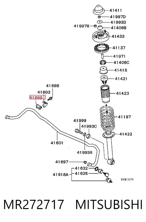 Bucha de estabilizador traseiro MR272717 Mitsubishi