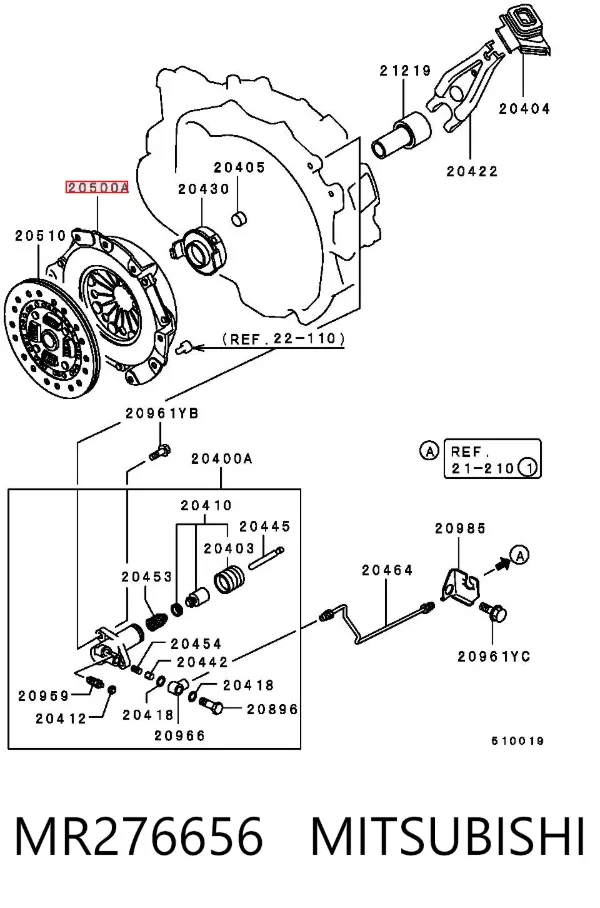 Cesta de embraiagem MR276656 Mitsubishi
