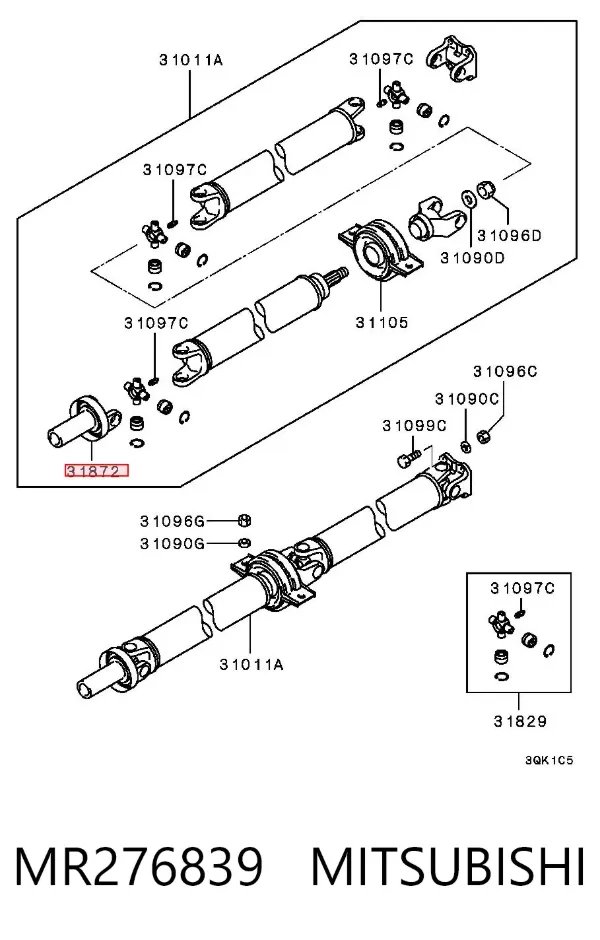 Forquilha dianteira da junta universal traseira MR276839 Mitsubishi