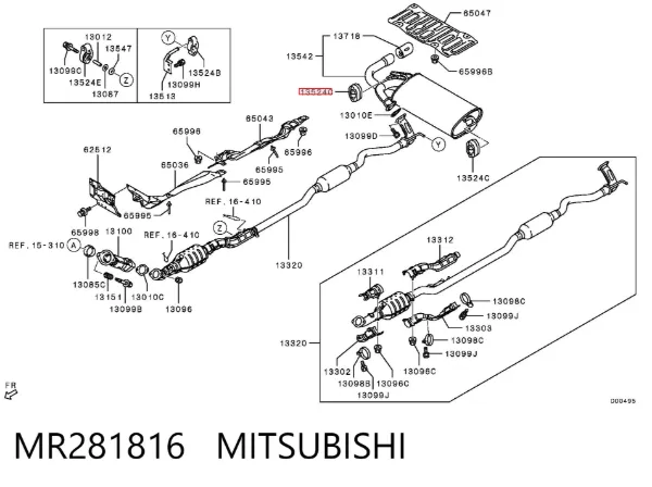 Coxim de fixação do silenciador MR281816 Mitsubishi