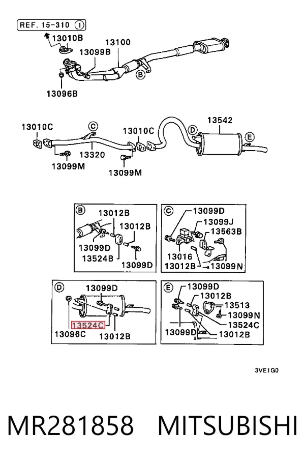 Coxim de fixação do silenciador MR281858 Mitsubishi