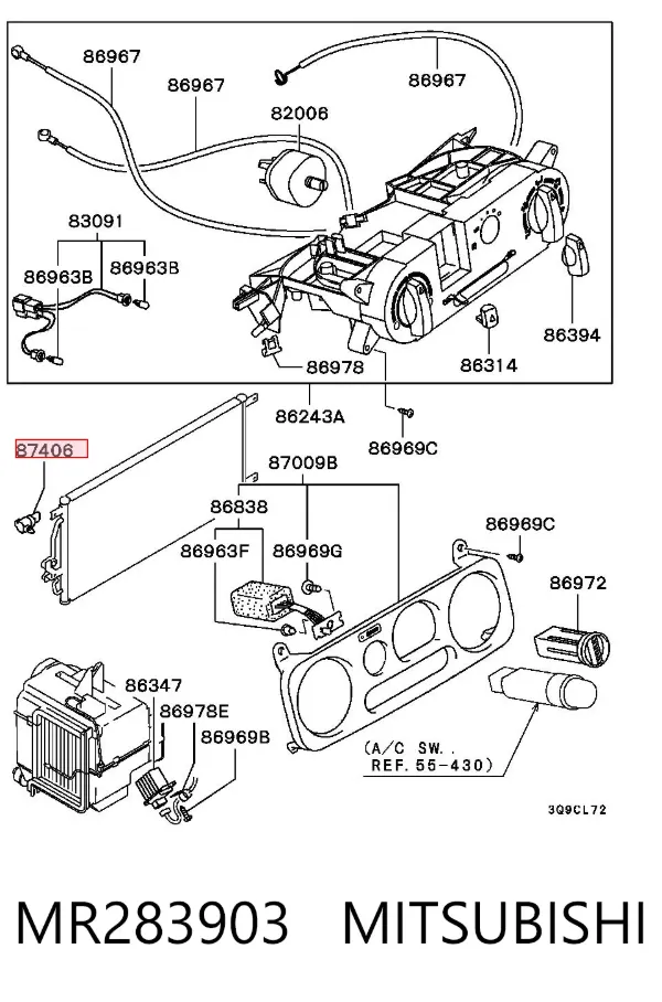 Sensor de temperatura do meio ambiente MR283903 Mitsubishi
