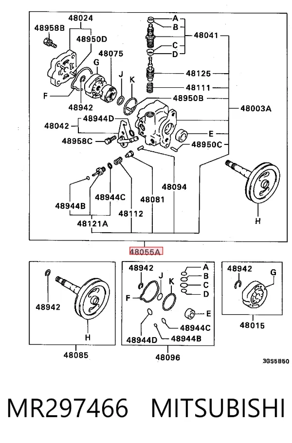 Bomba da Direção hidrâulica assistida MR297466 Mitsubishi