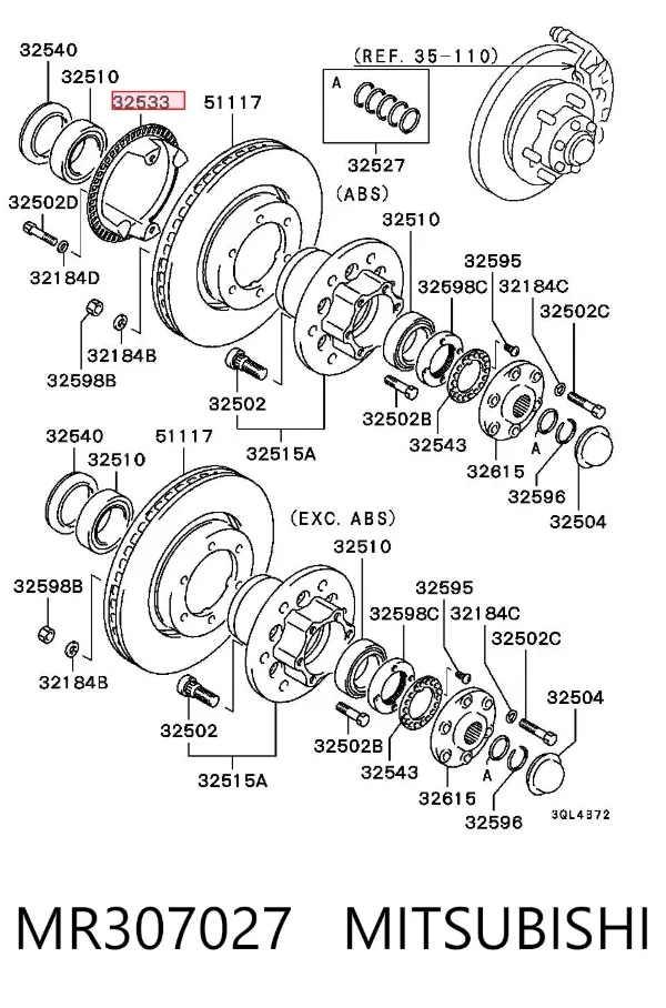 Anel de ABS MR307027 Mitsubishi