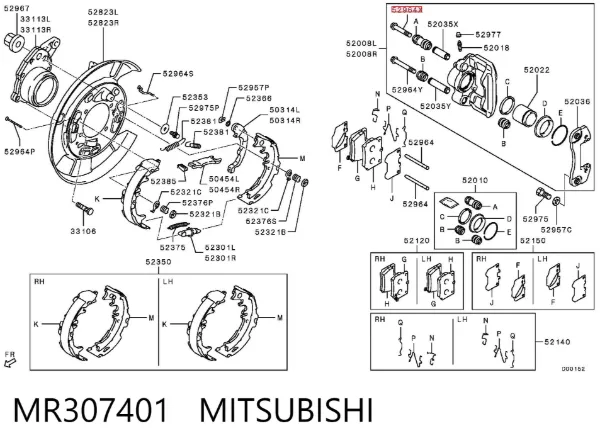 Guia superior de suporte traseiro MR307401 Mitsubishi