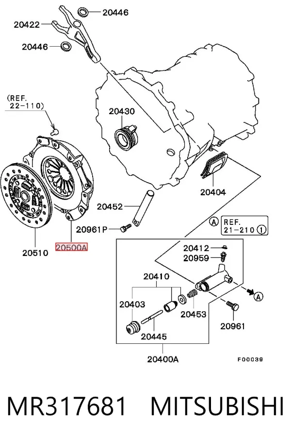 Cesta de embraiagem MR317681 Mitsubishi