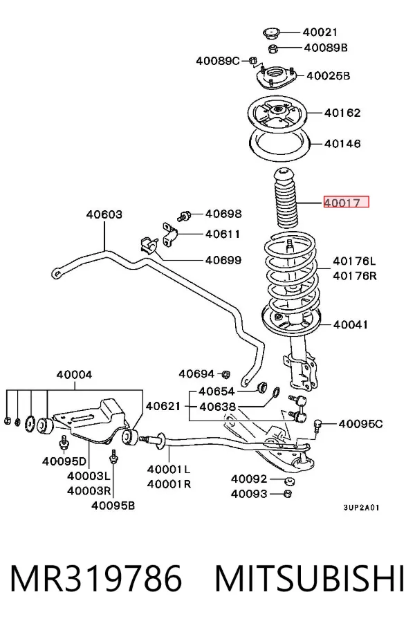 Bota de proteção de amortecedor dianteiro MR319786 Mitsubishi