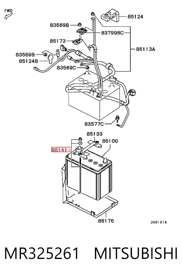 Fixação (suporte) de bateria recarregável MR325261 Mitsubishi