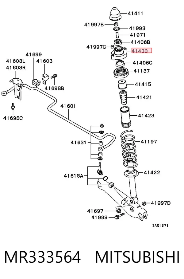 Suporte de amortecedor traseiro MR333564 Mitsubishi