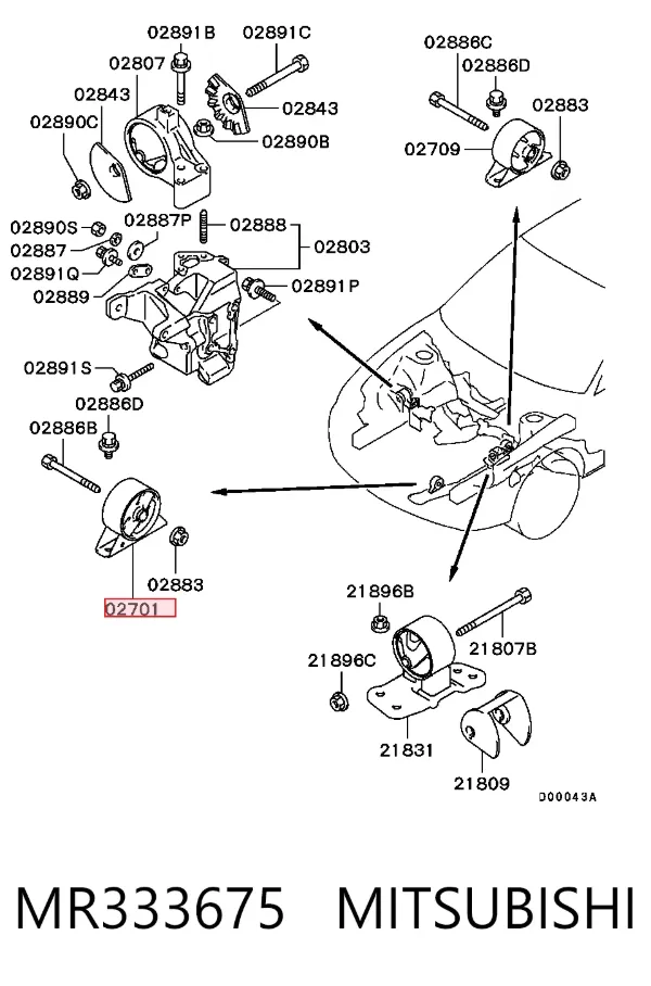 Coxim (suporte) dianteiro de motor MR333675 Mitsubishi