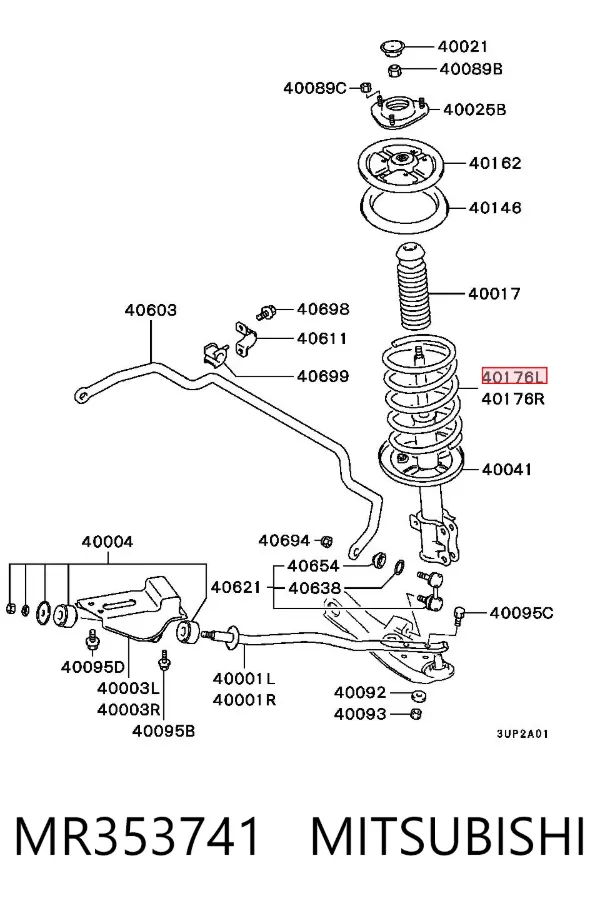 Mola dianteira MR353741 Mitsubishi